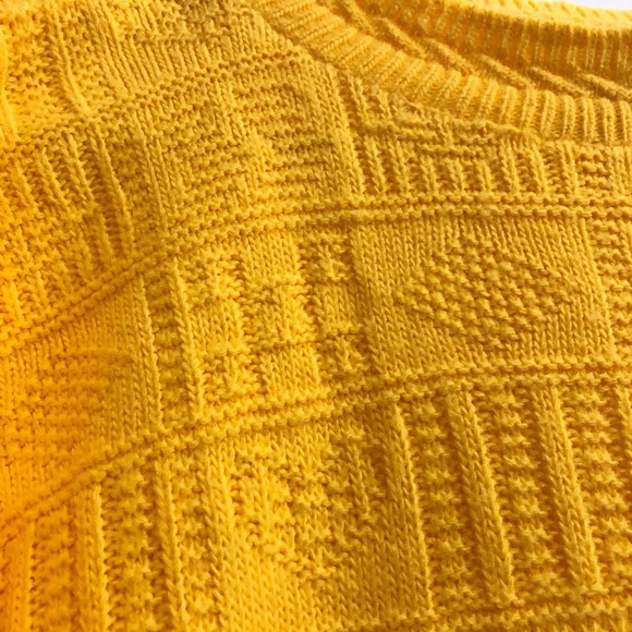 Vintage Cuddle Knit Cable Heart Sweater Yellow S - Picture 6 of 7